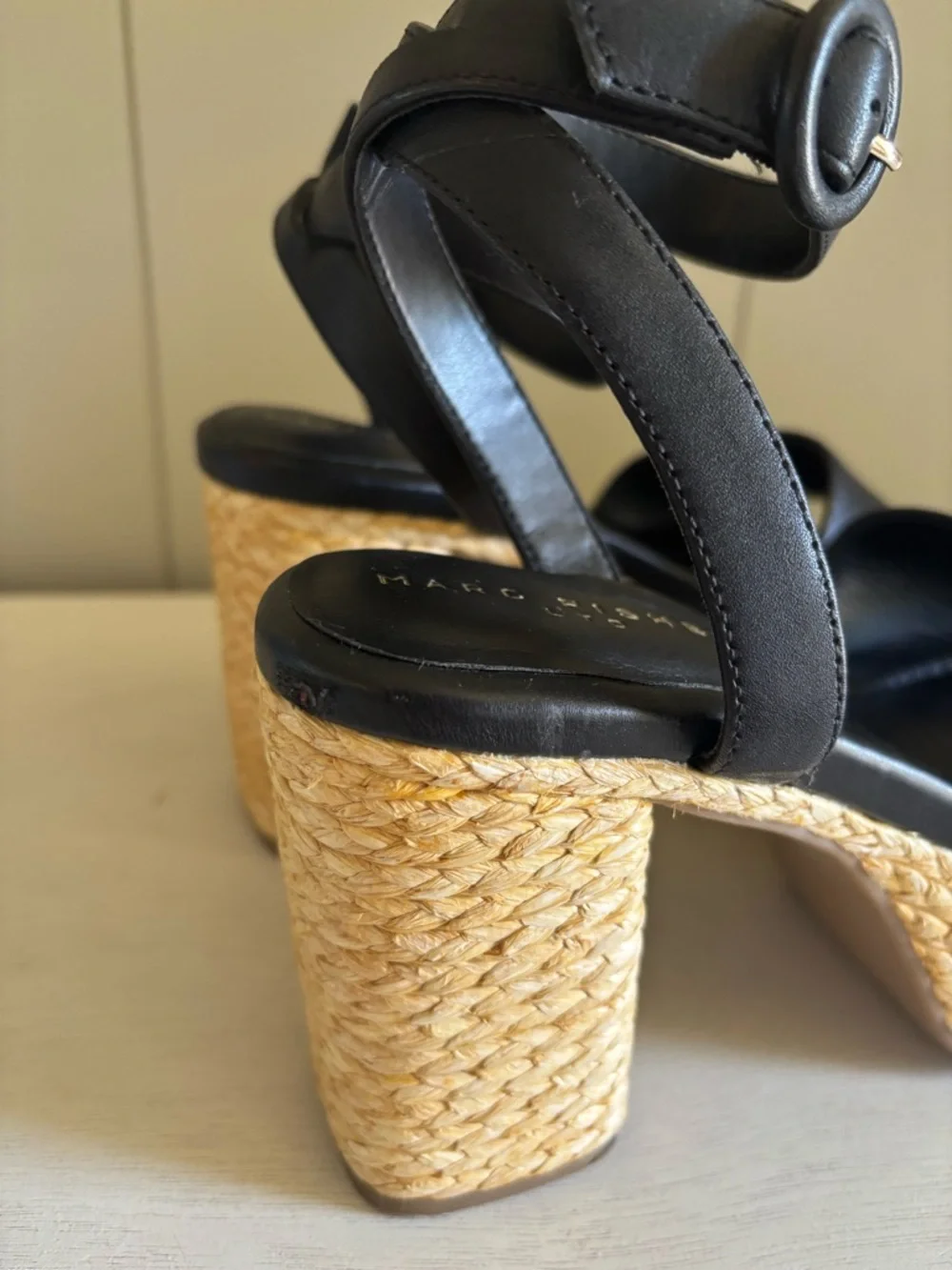 Marc Fisher LTD Womens Palyca Black Rope Platform Heel Espadrille Sandals 6.5